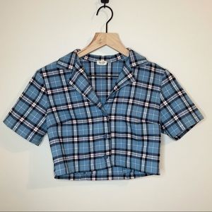 Brandy Melville John Galt Plaid Top Short Sleeves